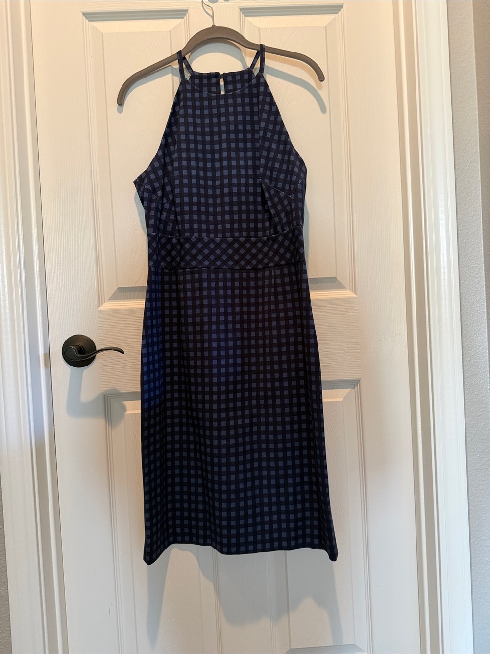 Banana Republic - Blue Check Halter Midi Dress